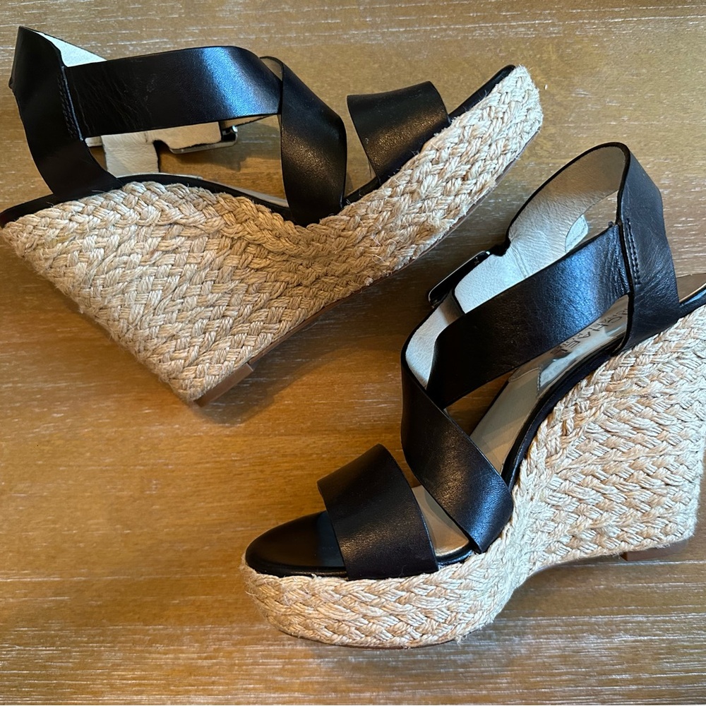 Black Wedge Sandals